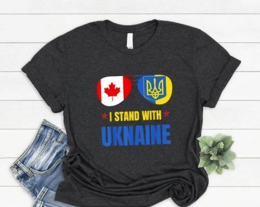 T-Shirt Support I Stand With Ukraine American Glasses Flag Ukrainian