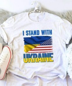 TShirt Support I Stand With Ukraine American Ukrainian Flag