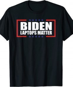 Classic Biden Laptops Matter Cool Anti Biden Quote USA Flag T-Shirt
