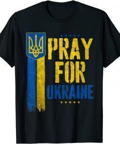 2022 Pray For Ukraine Vintage US Ukraine Flag Support Ukrainian T-Shirt