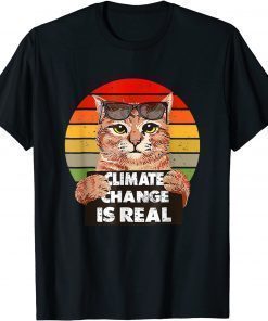 2022 Science Earth Day Climate Change Vintage Funny Cat Mom Dad T-Shirt