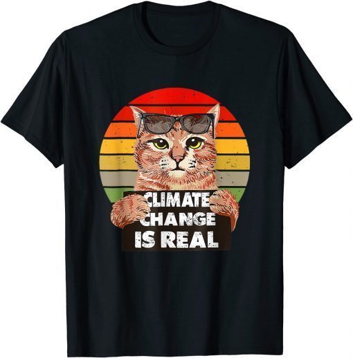 2022 Science Earth Day Climate Change Vintage Funny Cat Mom Dad T-Shirt