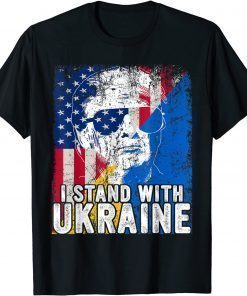 I Stand With Ukraine Ukrainian American Flag Trump Support Tee Shirts