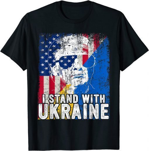 I Stand With Ukraine Ukrainian American Flag Trump Support Tee Shirts