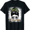 Official Women Bleached Soccer Mom Messy Bun Soccer Lover Shirt