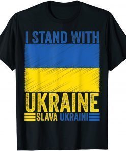 Classic I Stand With Ukraine Support Ukrainian Flag Slava Ukraini T-Shirt