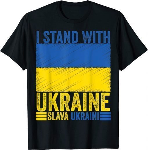 Classic I Stand With Ukraine Support Ukrainian Flag Slava Ukraini T-Shirt