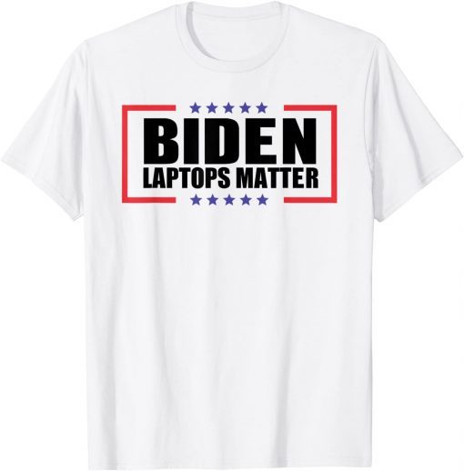 T-Shirt Biden Laptops Matter Cool Anti Biden Quote USA Flag