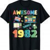 Awesome Since 1982 Vintage 1982 40th Birthday 40 Years Old Gift T-Shirt