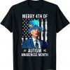 Official Joe Biden Merry 4th Of Autism Awareness Month Puzzle Piece TShirt