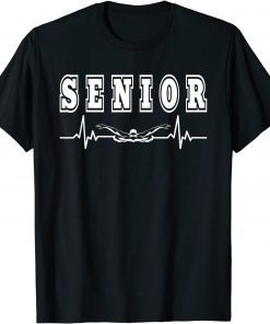 Funny Senior Swimmer Swim Team Member Swimming Heartbeat T-Shirt