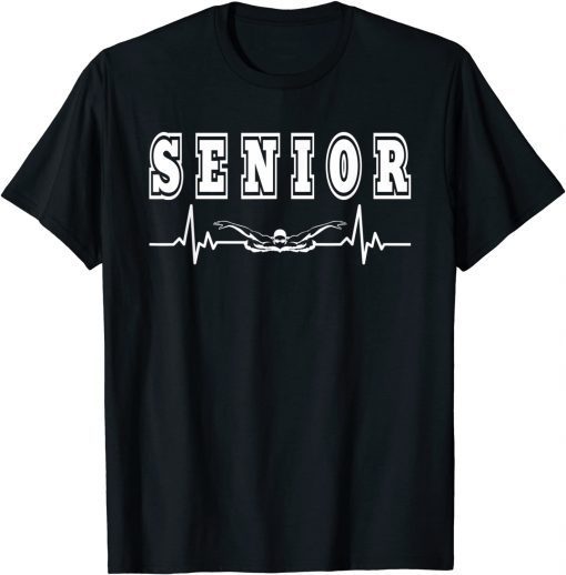 Funny Senior Swimmer Swim Team Member Swimming Heartbeat T-Shirt