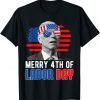Merry 4th Of Labor Day Anti Biden American Flag Men Women 2022 T-Shirt