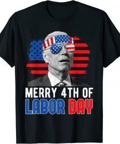 Merry 4th Of Labor Day Anti Biden American Flag Men Women 2022 T-Shirt