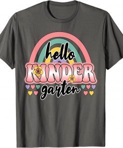 First Day of School Hello Kindergarten Teacher Rainbow Kids 2022 T-Shirt