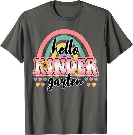 First Day of School Hello Kindergarten Teacher Rainbow Kids 2022 T-Shirt