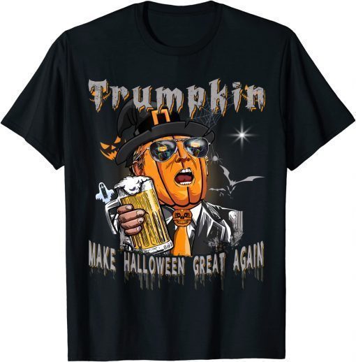 Trumpkin Drinking Beer Make Halloween Great Again T-Shirt