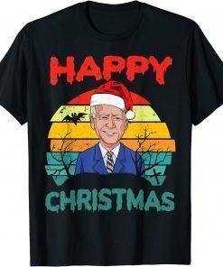 Retro Joe Biden Halloween Happy Christmas Santa Hat Shirt