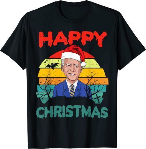 Retro Joe Biden Halloween Happy Christmas Santa Hat Shirt