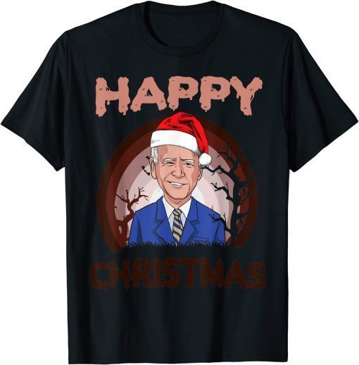 Joe Biden Halloween Rainbow Happy Christmas Santa Hat T-Shirt