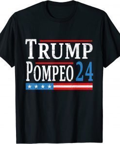 Donald Trump Mike Pompeo 2024 USA Flag Vintage T-Shirt