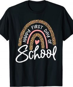 Happy First Day of School Leopard Rainbow Back To School 2022 T-Shirt