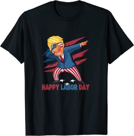 Shirts Happy Labor Day Funny Trump Dabbing American Flag