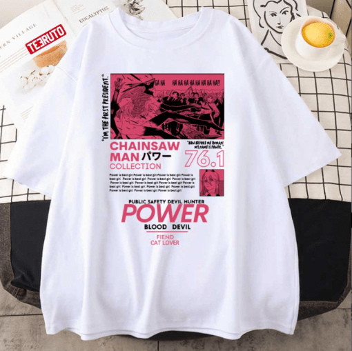 Power Devil Streetwear Chainsaw Man Vintage Shirts