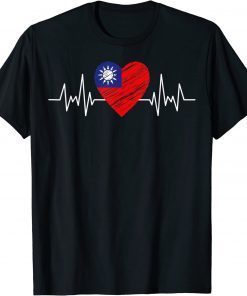 Taiwan Flag With Heartbeat Pride Grunge Taiwanese Flag Unisex Shirt