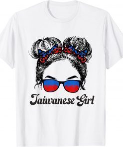 T-Shirt Messy Bun I Stand With Taiwan Taiwanese Flag Support Taiwan