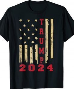 Official Trump 2024 Stars and Stripes American Flag Election T-Shirt