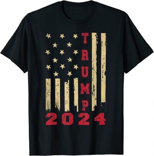 Official Trump 2024 Stars and Stripes American Flag Election T-Shirt