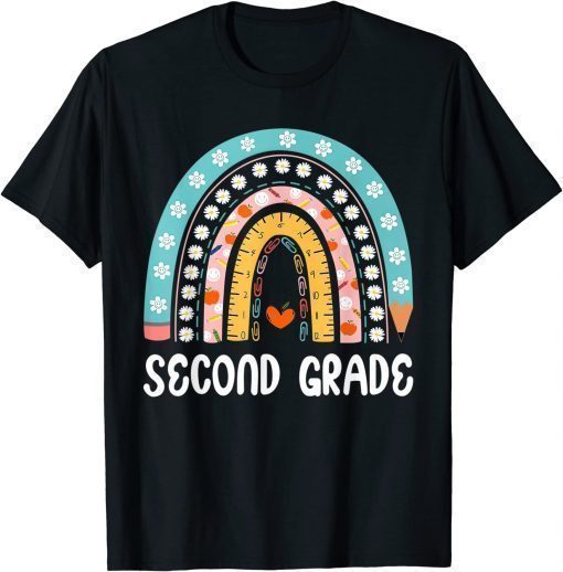 Funny Boho Rainbow Second Grade Student Teacher Back To School T-Shirt