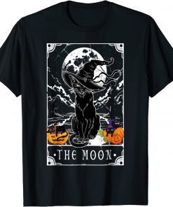 Tarot Card Crescent Moon And Black Cat Witch Hat Halloween Gift Shirts