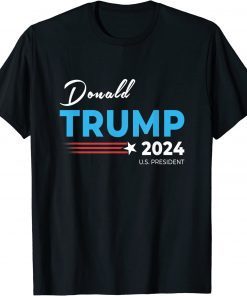 Trump 2024 Funny Republican Ticket Save America USA Flag Tee Shirt