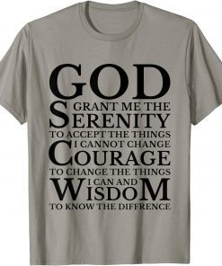 Serenity Prayer AA NA Sober Recovery Shirts
