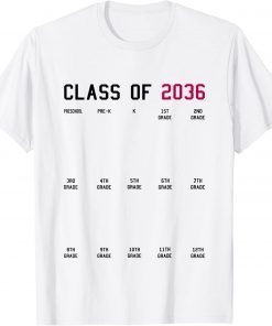 Class of 2036 Graduation First Day of School Grow With Me Shirts