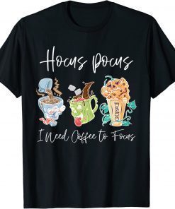 Official Hocus Pocus I Need Coffee to Focus Halloween Teachers Women T-Shirt