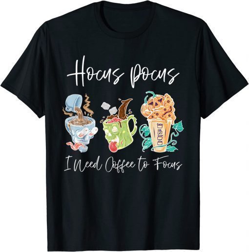 Official Hocus Pocus I Need Coffee to Focus Halloween Teachers Women T-Shirt