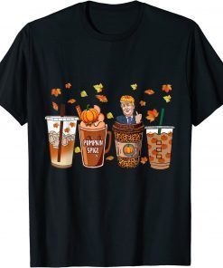 Pumpkin Spice Fall Leaves Autumn Coffee Lover T-Shirt