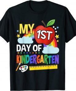 Funny My First Day Of Kindergarten Funny Colorful Rainbow T-Shirt