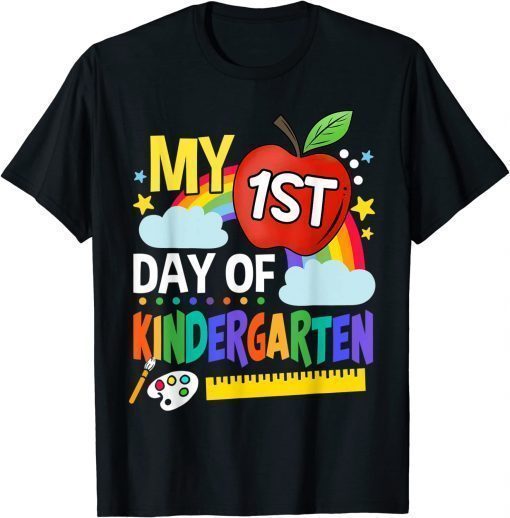 Funny My First Day Of Kindergarten Funny Colorful Rainbow T-Shirt