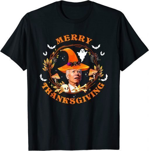 Funny Joe Biden Merry Thanksgiving Confused Happy Halloween T-Shirt