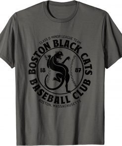 Boston Black Cats Baseball Retro Minor League Baseball Team Tee Shirt