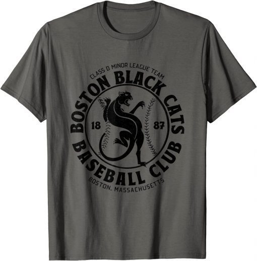 Boston Black Cats Baseball Retro Minor League Baseball Team Tee Shirt