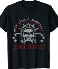 US Patriots Skull Tyranny Rebellion Freedom 2nd Amendment Gift Shirt