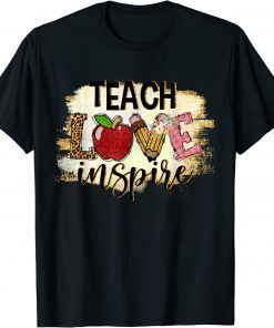 T-Shirt Teach Love Inspire Back To School Leopard Teacher