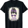 Overdose awareness Warrior messy hair bun Purple Ribbon Shirt
