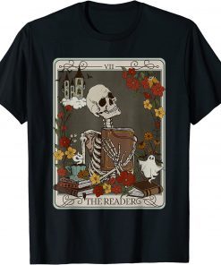 The Reader Tarot Card Funny Skeleton Librarian Halloween Shirt