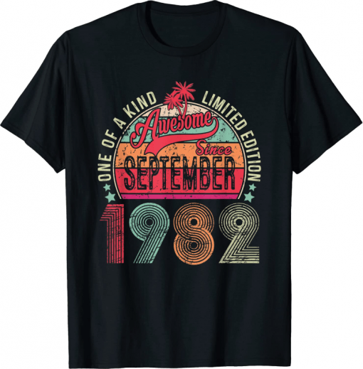 Vintage 40 Year Old Awesome Since September 1982 40th Birthday T-Shirt